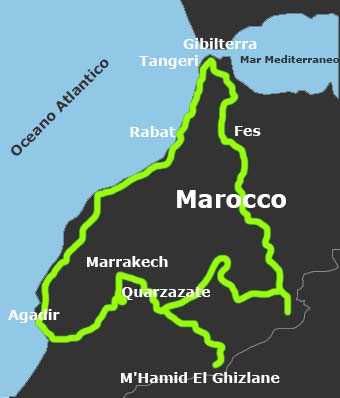 Mappa Il viaggio dei viaggi in moto in Marocco