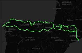 Mappa Viaggio tra Pirenei, Spagna del Nord e Los Picos de Europa